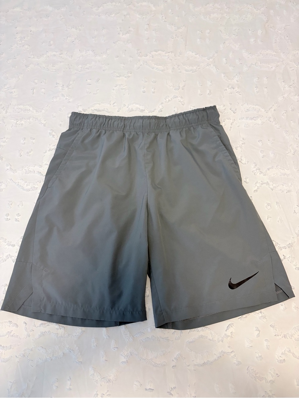 Nike Men’s Gray Athletic Shorts with Black Swoosh